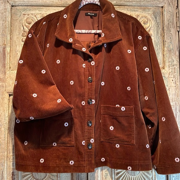 Madewell Jackets & Blazers - Madewell Embroidered Corduroy Crop Shirt-Jacket 2X